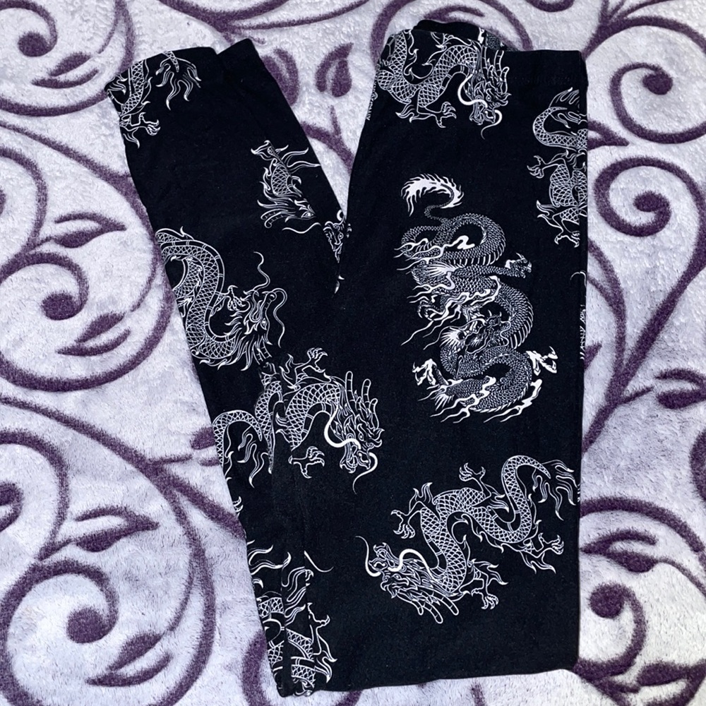 Dragon Print Leggings Streetwear Society XL